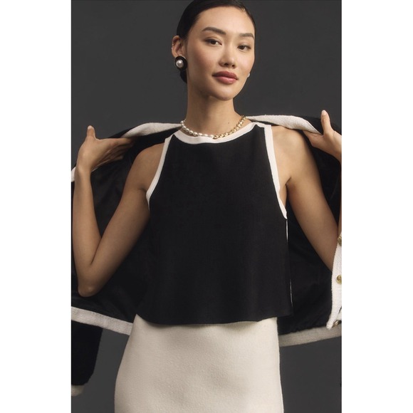 Maeve Sweaters - Anthropologie Maeve Open Back Swing Knit Sweater Tank Size XL Black & White